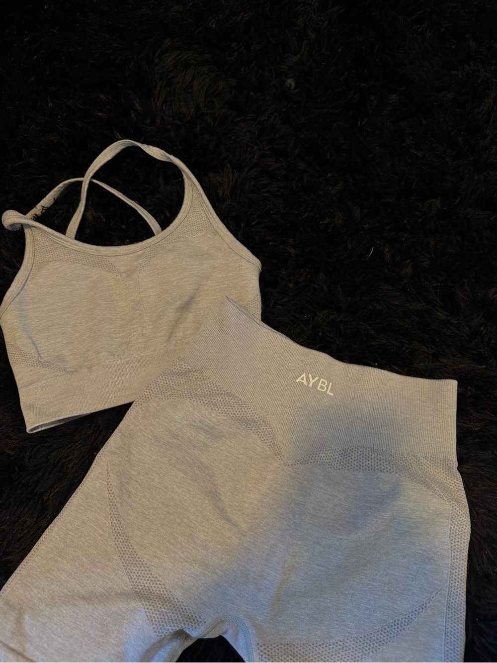 AYBL Light Grey Seamless Sports Bra & High-Waist Shorts Set